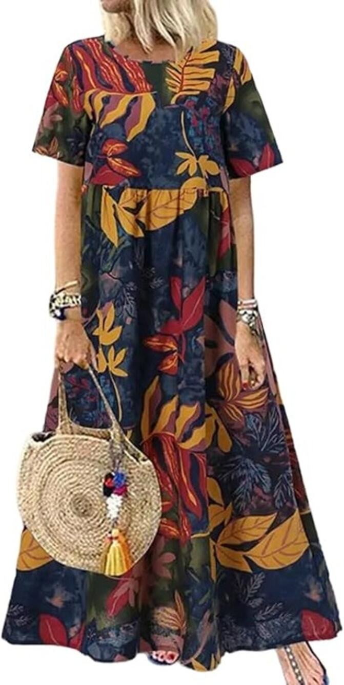 NWT ~ Women's Plus Size Tropical Jungle Print Summer Cotton Maxi Dress ~ 4X